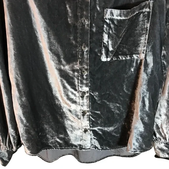 Anthropologie Pilcro Velvet blouse Women S gray Femme Button down Shirt - Picture 3 of 11